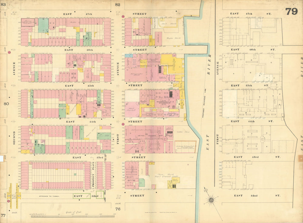 Sanborn NYC #79 Manhattan Midtown East Tudor City Turtle Bay UN 1899 old map