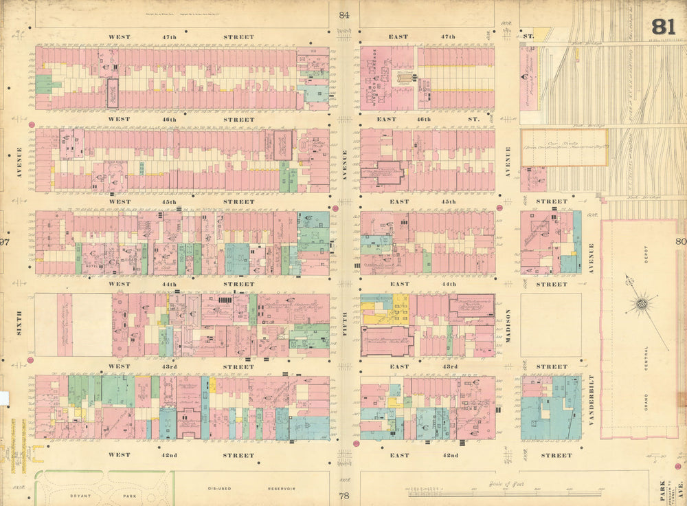 Sanborn NYC #81 Manhattan Midtown East Diamond District 1899 old antique map