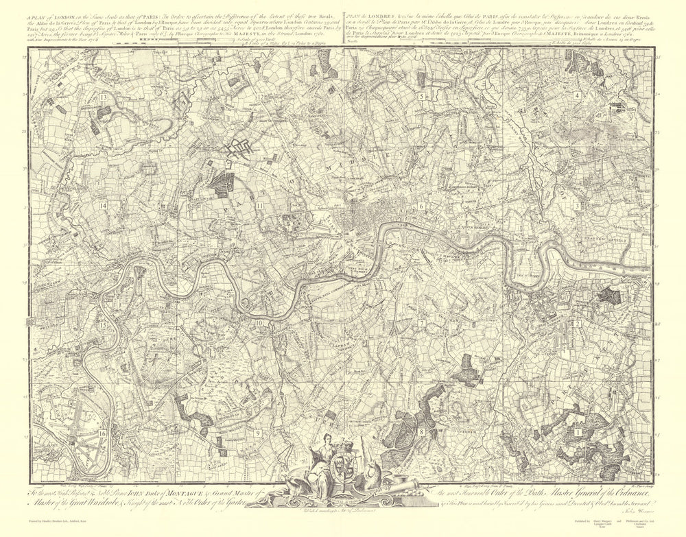 A Plan of London on the same scale as that of Paris after Rocque 1971 (1746) map