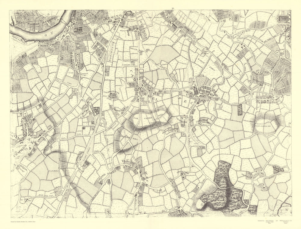 Camberwell Dulwich Vauxhall Clapham Pimlico #7. After ROCQUE 1971 (1746) map