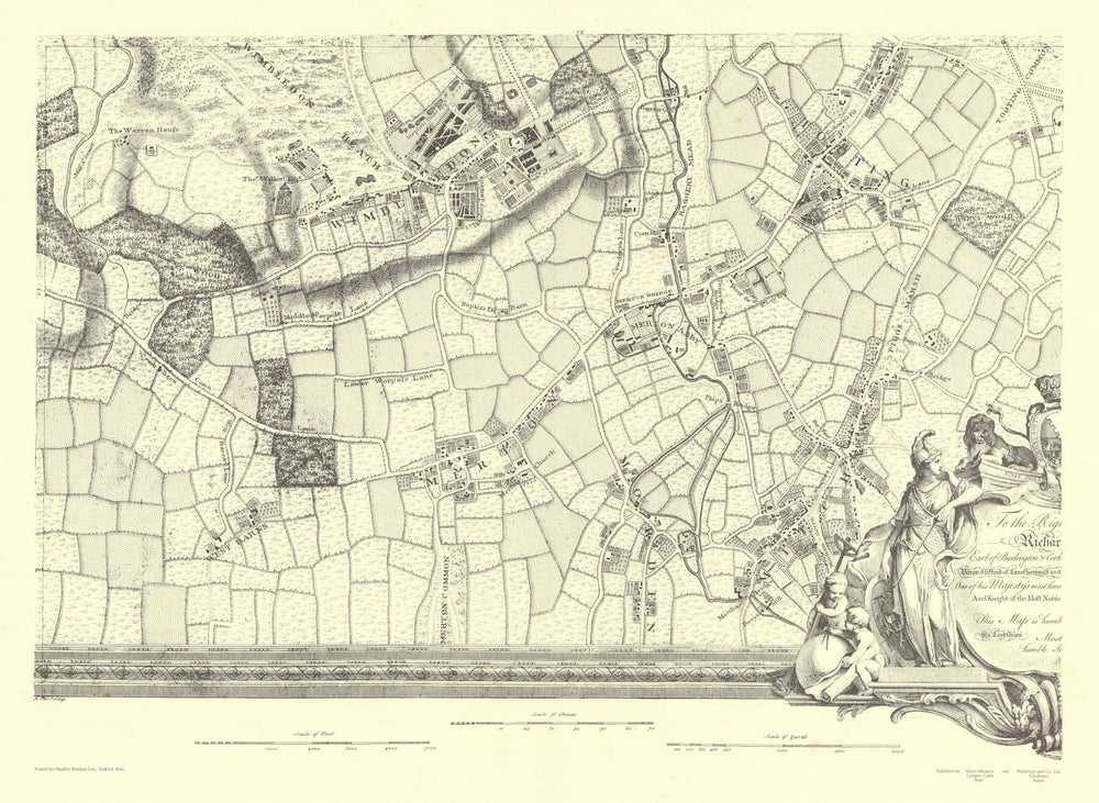 Wimbledon Merton Morden Tooting Mitcham Malden. #9. After ROCQUE 1971 (1746) map