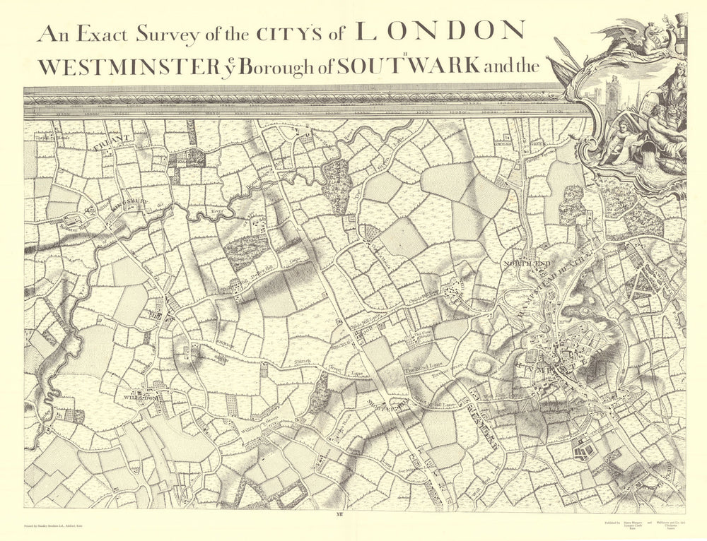 Hampstead Willesden Neasden Belsize Park. #12. After ROCQUE 1971 (1746) map