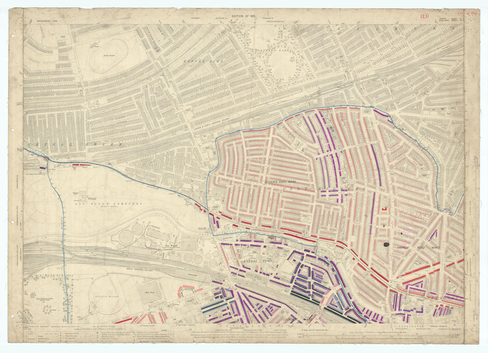 LSE POVERTY OS PROOF MAP Kensal Town W. Kilburn Maida Hill Westbourne Park 1928