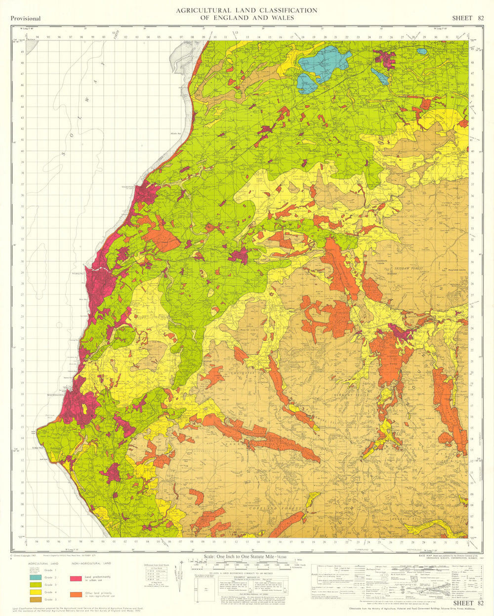 Agricultural Land Classification 82 Cumbria coastal plain Lake District 1971 map