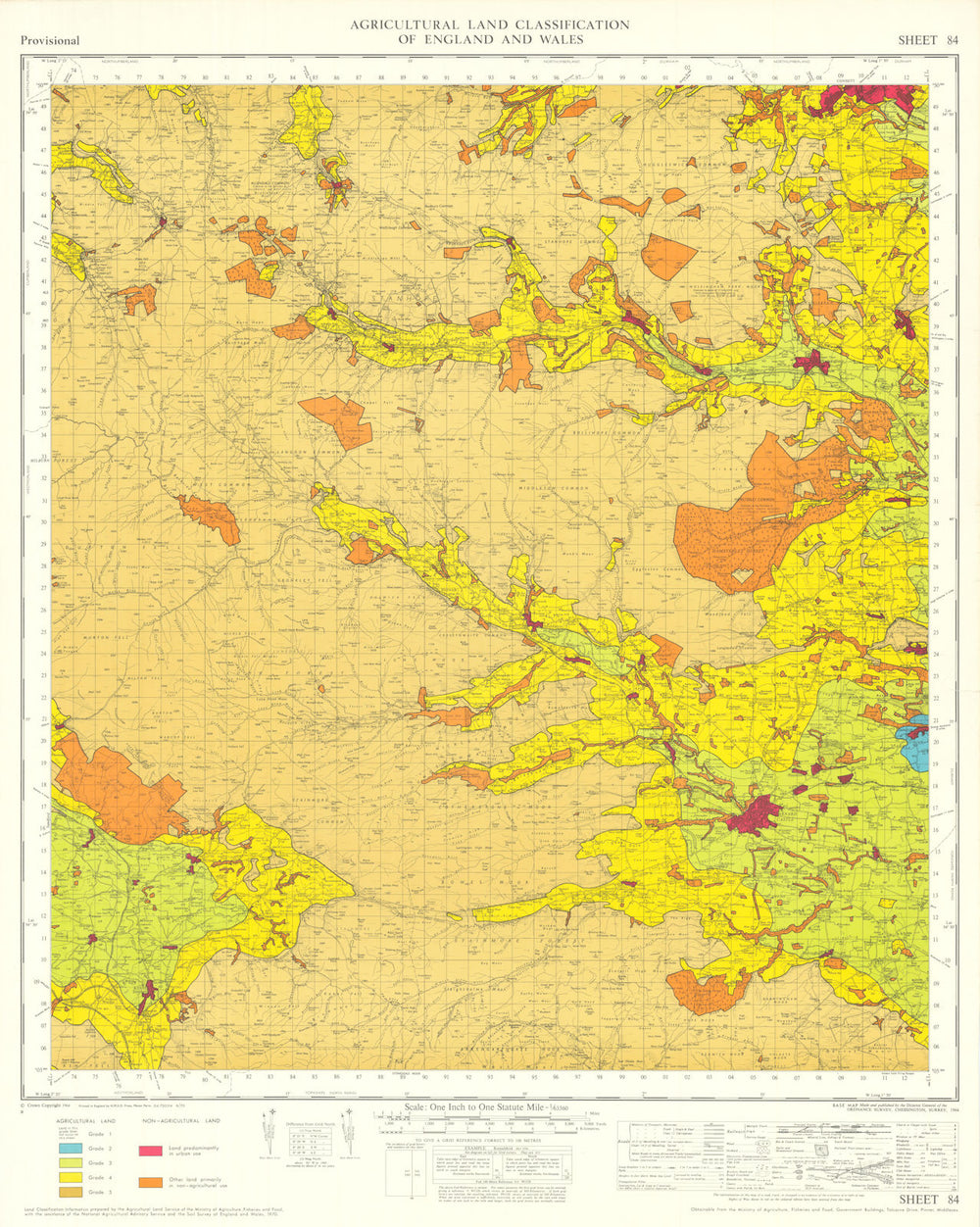 Agricultural Land Classification 84 Wear. North Pennines Dales Fringe 1970 map