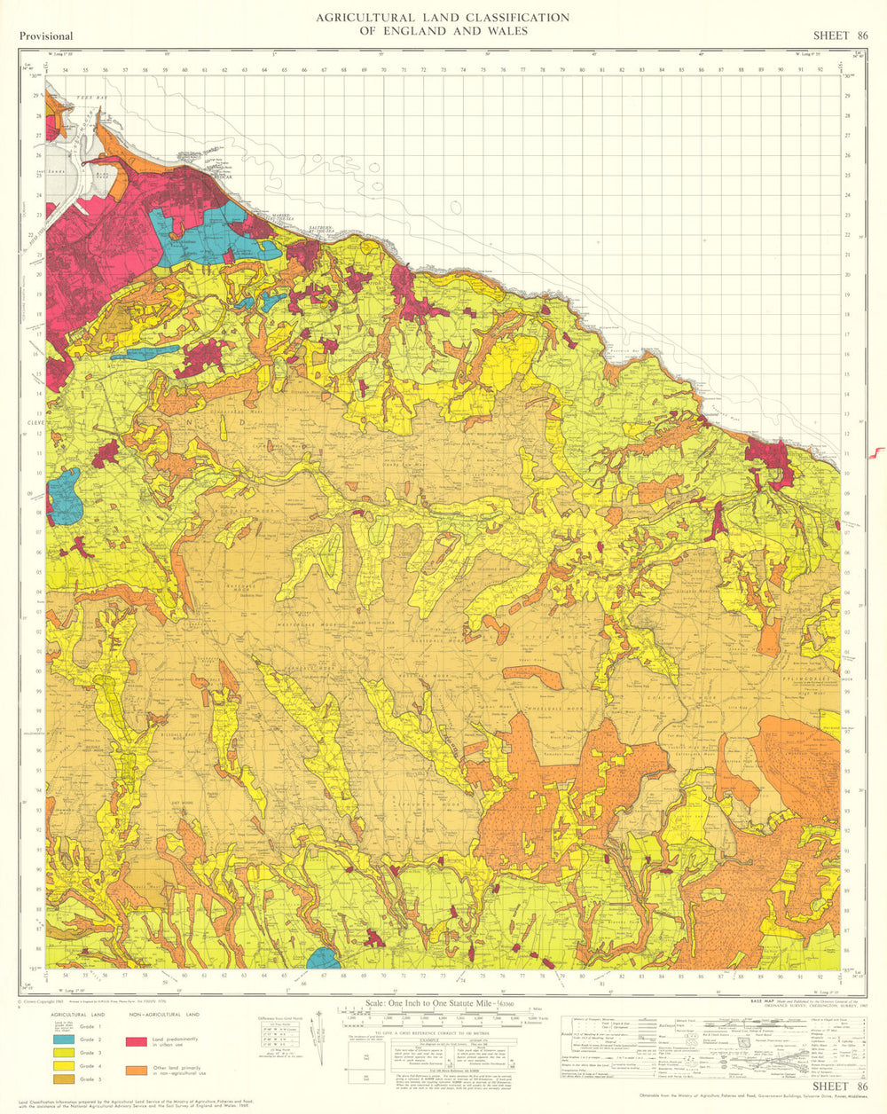 Agricultural Land Classification 86 North York Moors & Cleveland Hills 1970 map