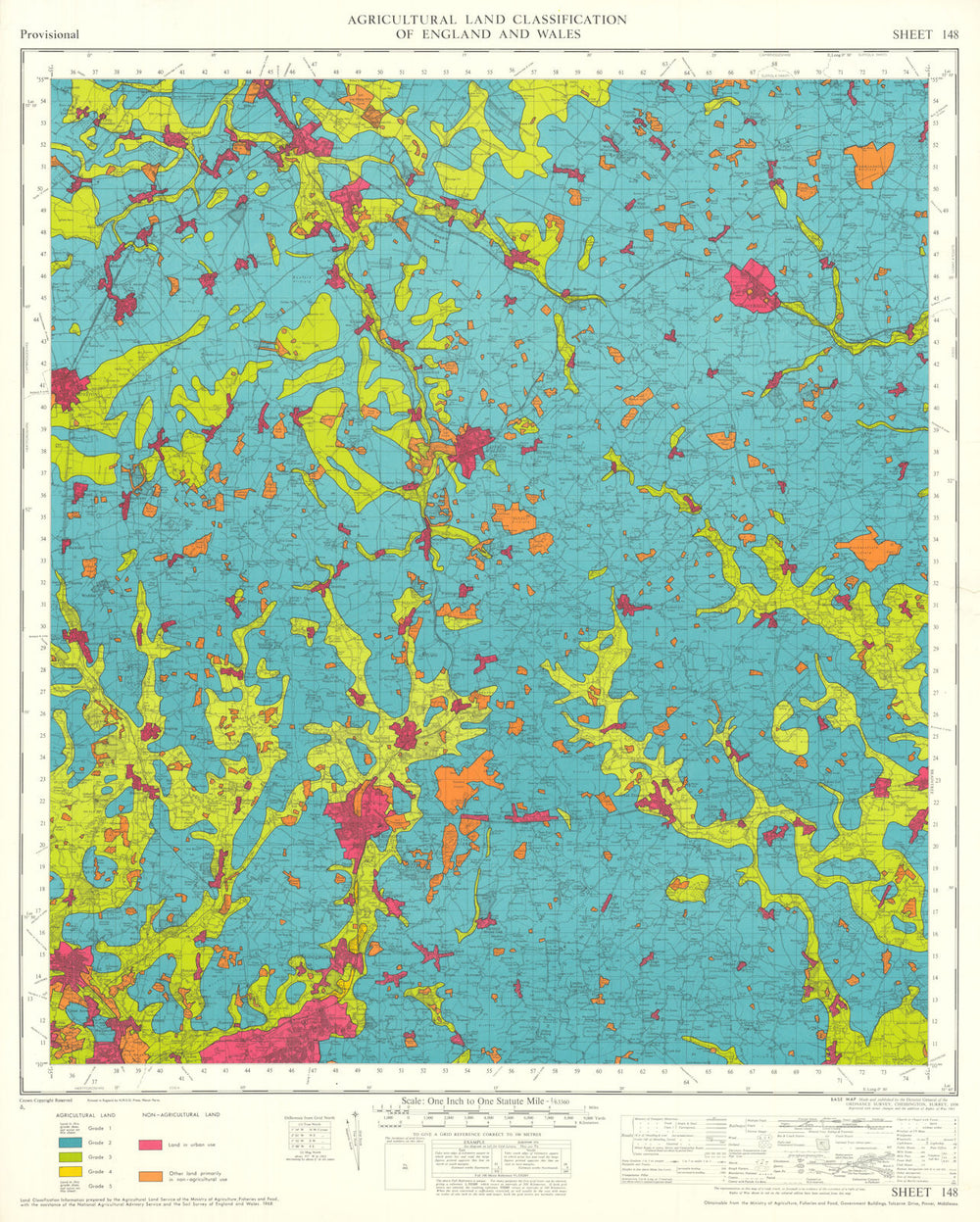 Agricultural Land Classification 148 Essex Claylands. Harlow. Haverhill 1968 map