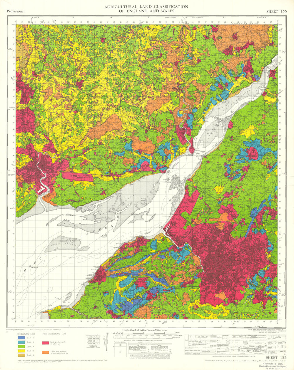 Agricultural Land Classification 155 Bristol Avon & Wye Valleys Newport 1971 map