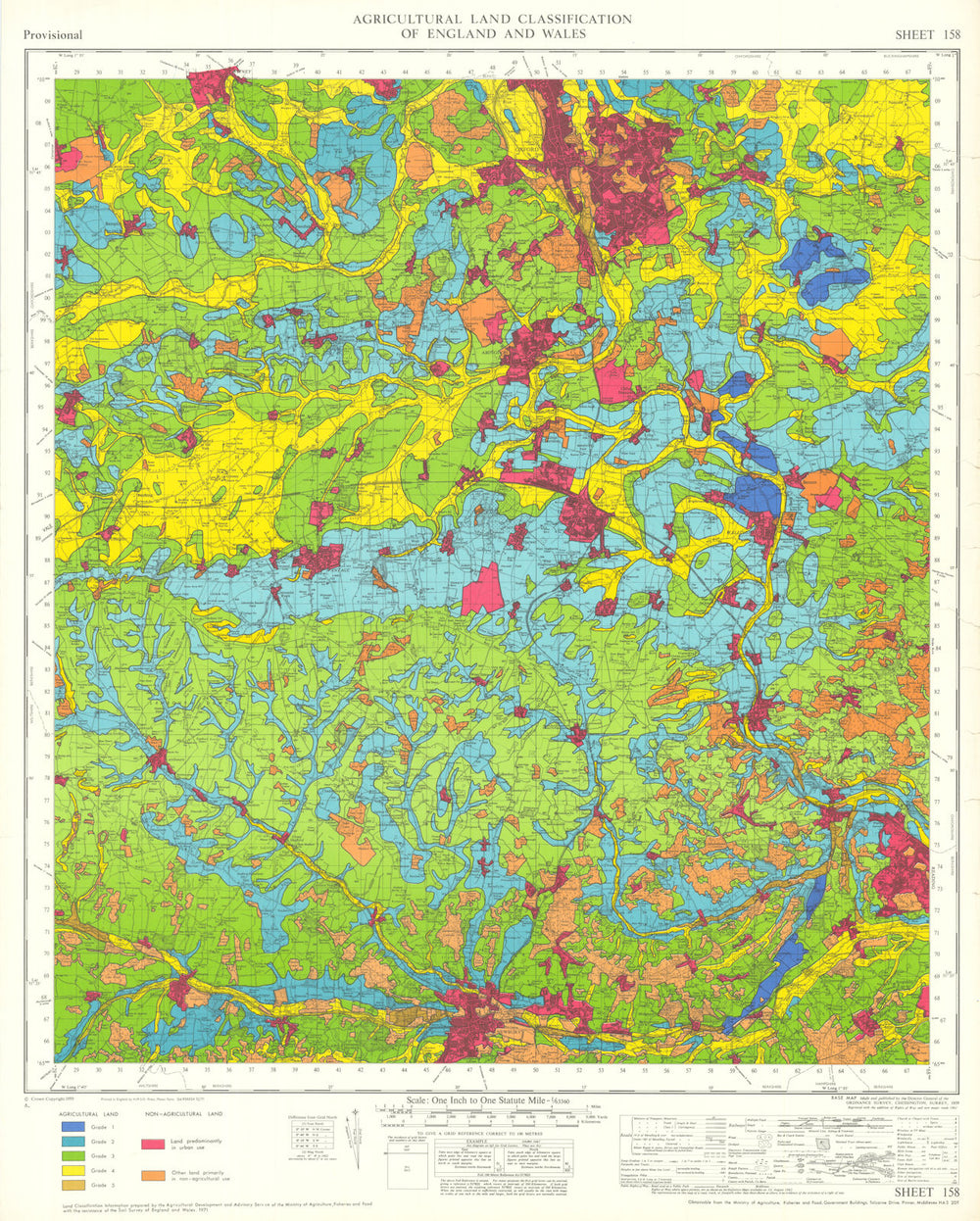 Agricultural Land Classification 158 Oxford Newbury Thames Valley/Basin 1971 map