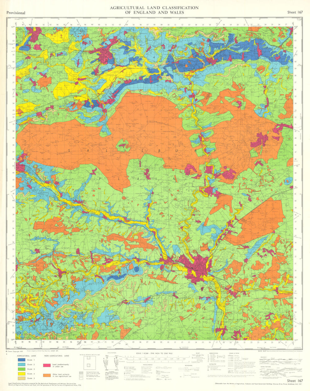 Agricultural Land Classification 167 Salisbury Plain. Vale of Pewsey 1975 map