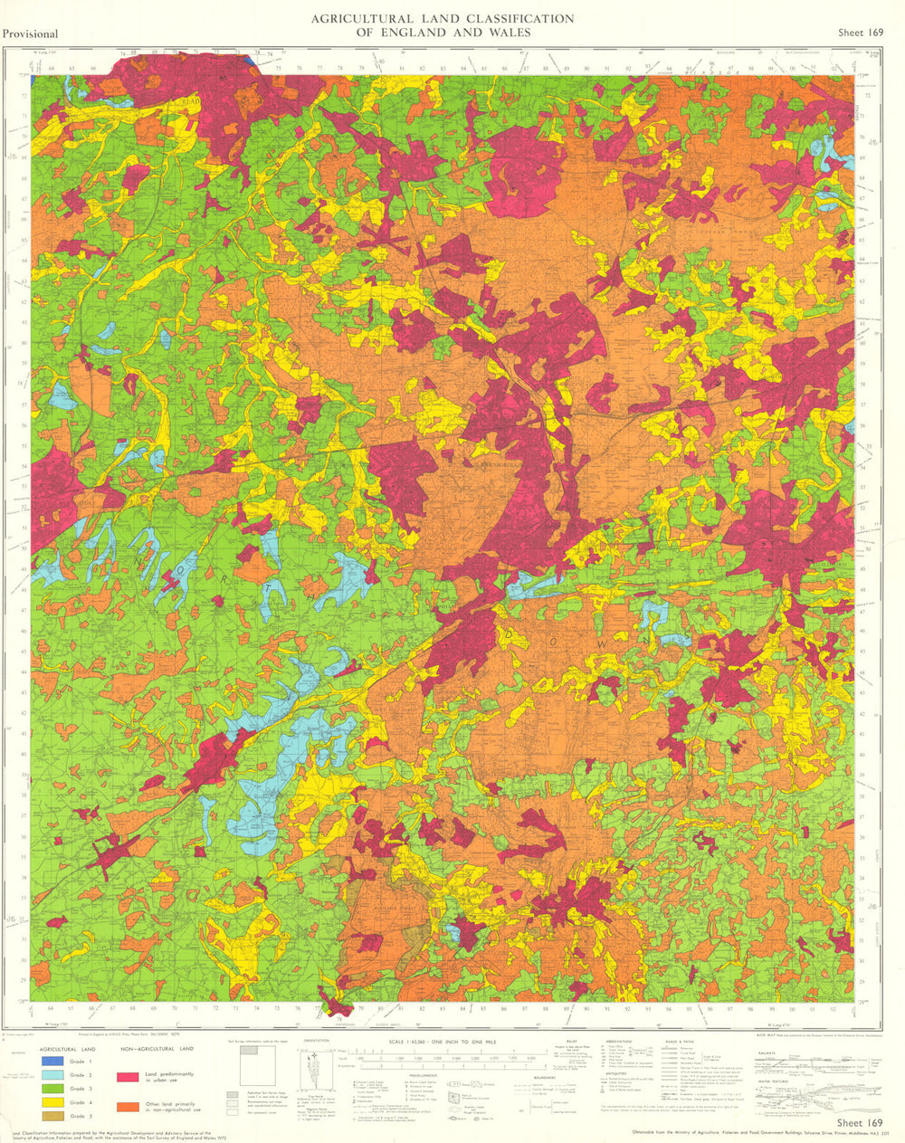 Agricultural Land Classification 169 Blackwater Valley. Thames Heaths 1972 map