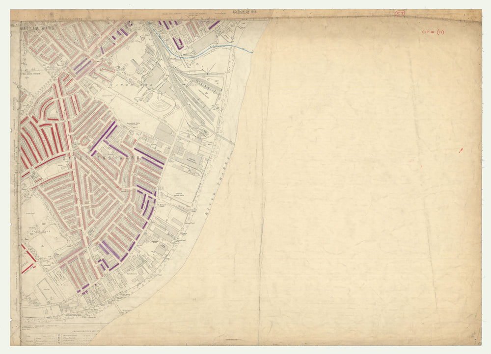 LSE POVERTY OS PROOF MAP Chelsea Harbour - Sands End - Walham - Fulham 1928