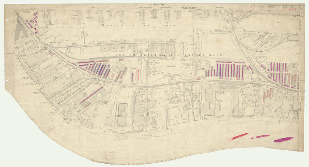 LSE POVERTY OS PROOF MAP Royal Victoria Dock - Silvertown 1928 old vintage