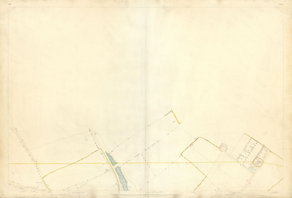 City of York #1 Clifton north. Ordnance Survey 1852 old antique map plan chart