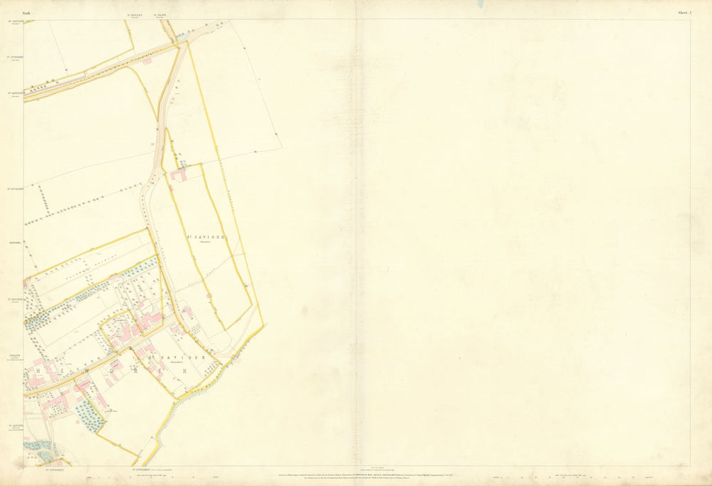 City of York #7 Heworth Heworth Without. Ordnance Survey 1852 old antique map