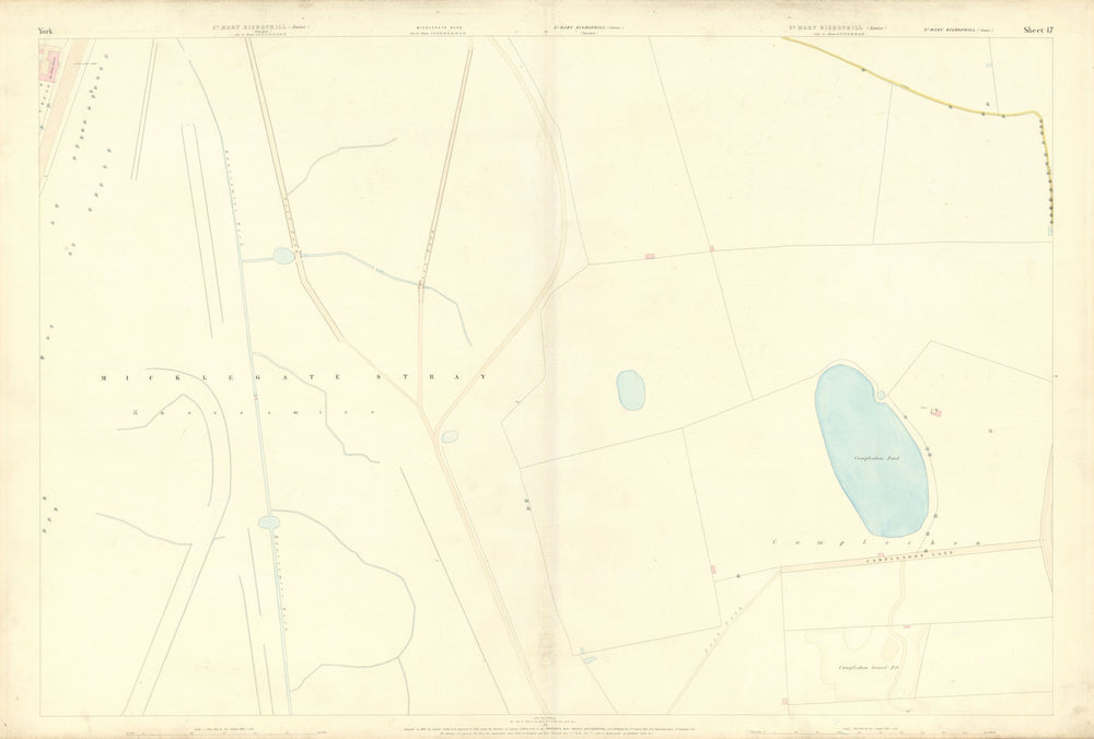 City of York #17 Knavesmire Scarcroft Terraces South Bank. OS 1852 old map