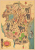 East Africa safari map. Game Reserves National Parks. Uganda Kenya Tanzania 1971