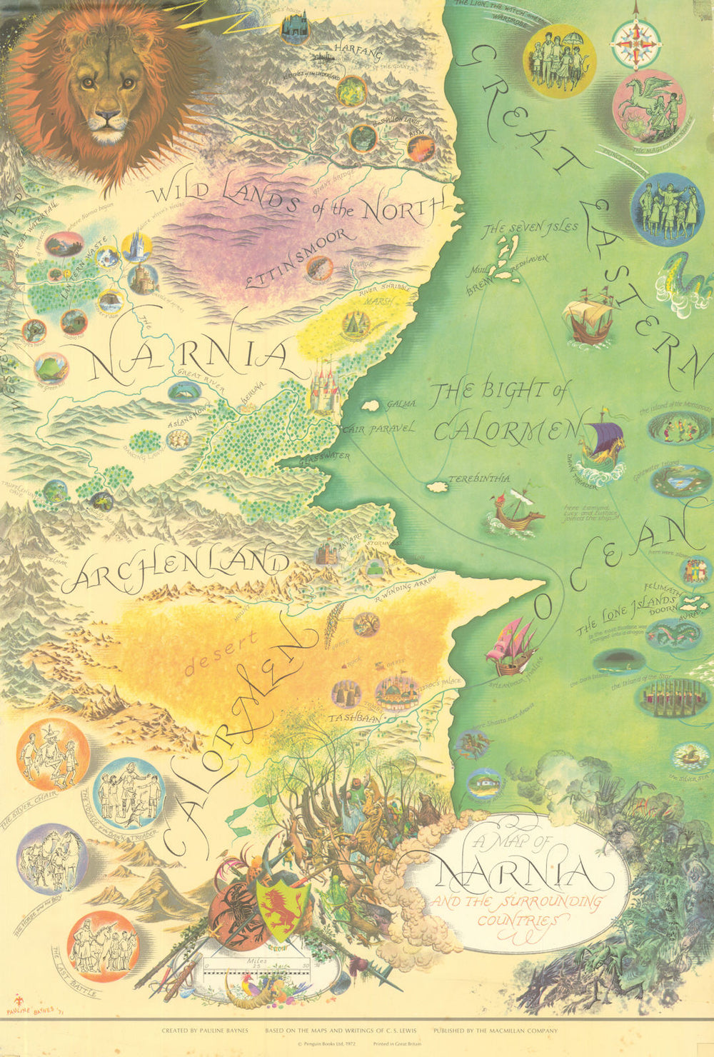Map of Narnia & the surrounding countries by Pauline Baynes. 50x76cm poster 1972