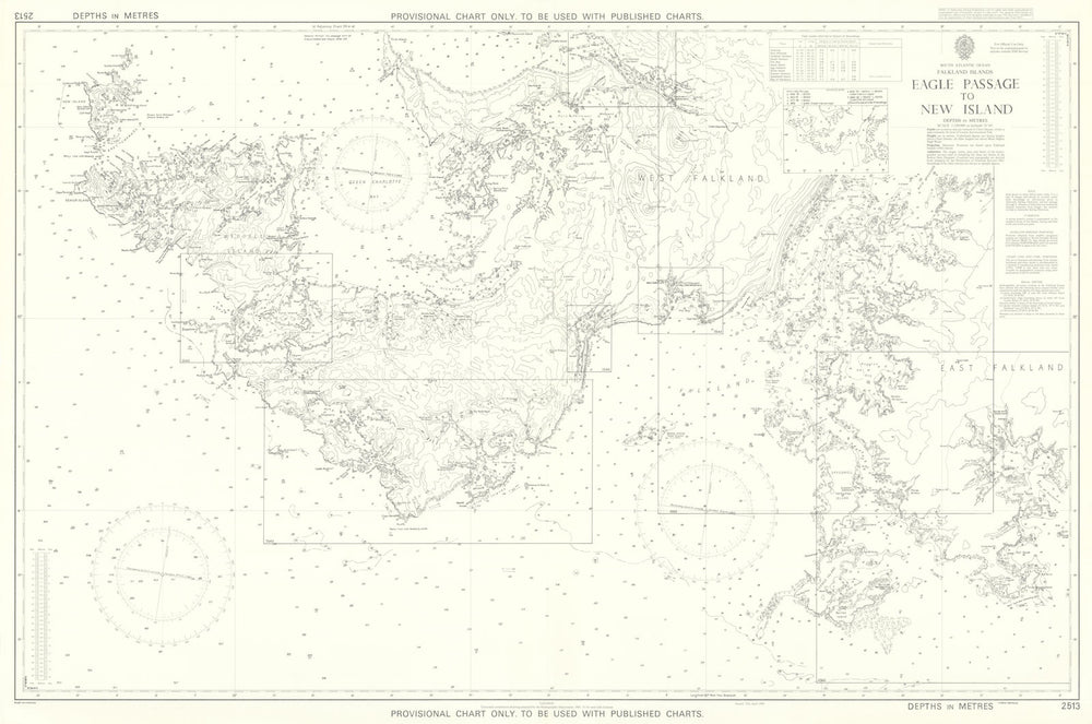 Falkland Islands Eagle Passage-New Island Admiralty chart HMS Glamorgan 1982 map
