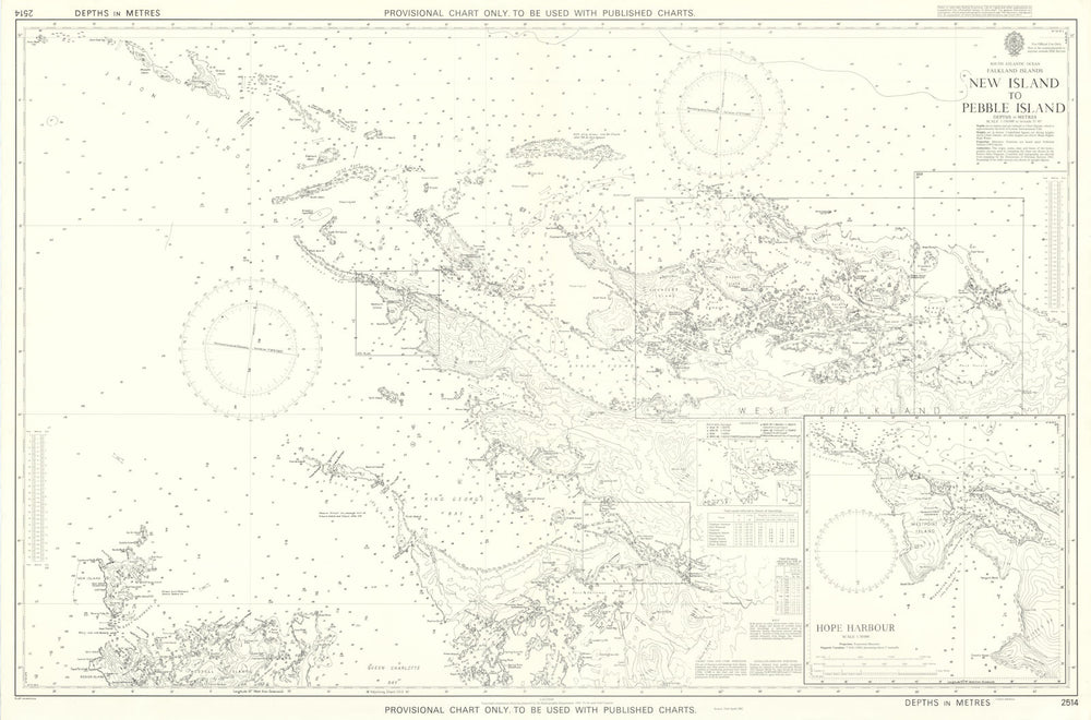 Falkland Islands New Island-Pebble Island Admiralty chart HMS Glamorgan 1982 map