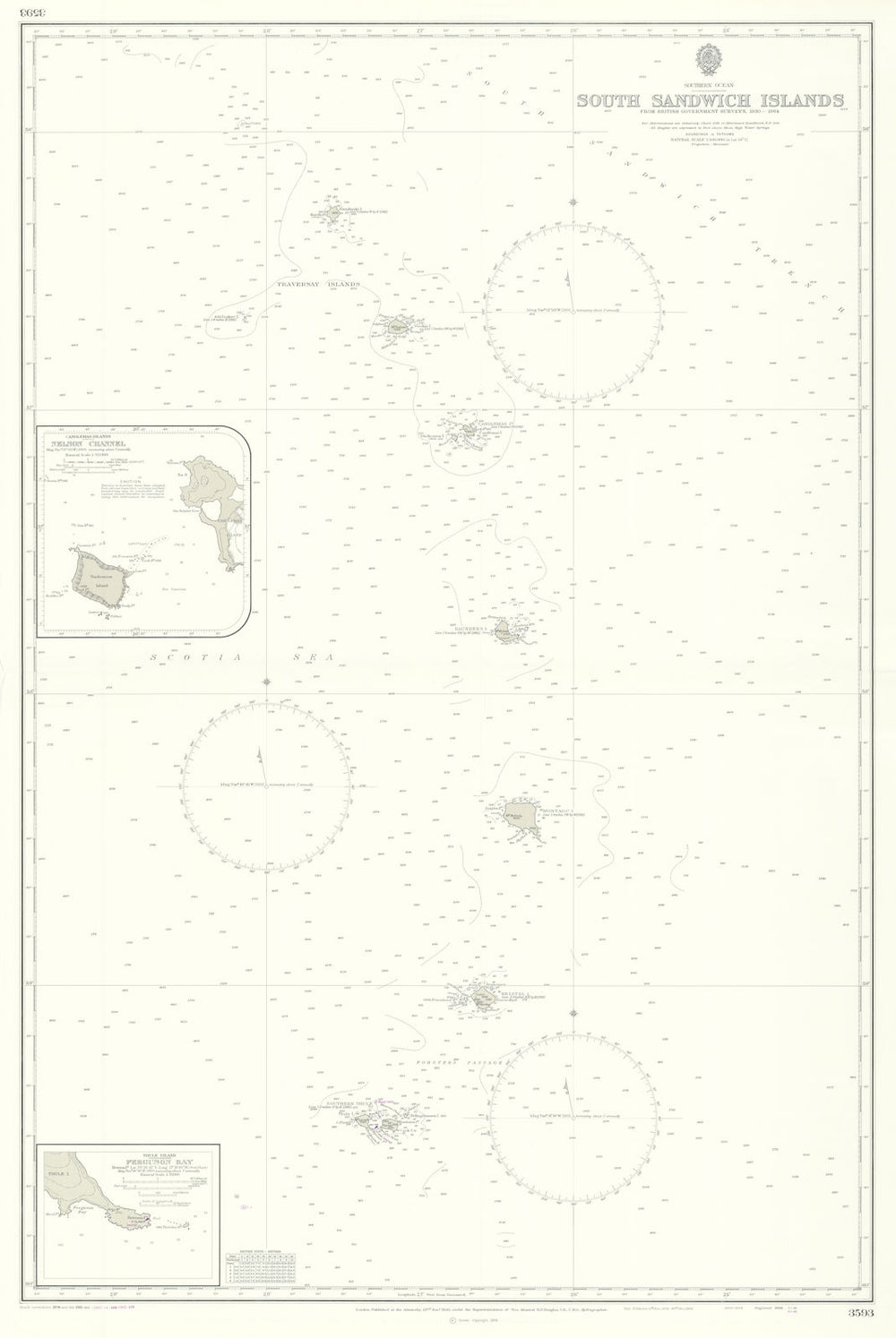 Atlantic Ocean. South Sandwich islands. Admiralty. HMS Glamorgan 1930 (1985) map