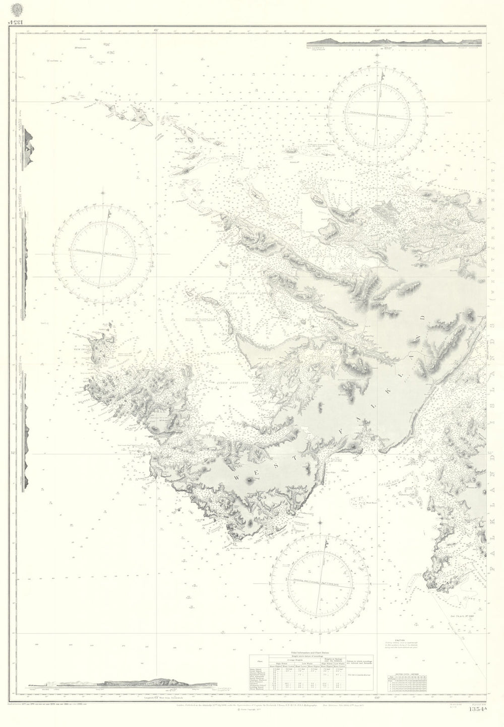 Falkland Islands West Sheet Admiralty chart. HMS Glamorgan 1982. 1884 (1981) map