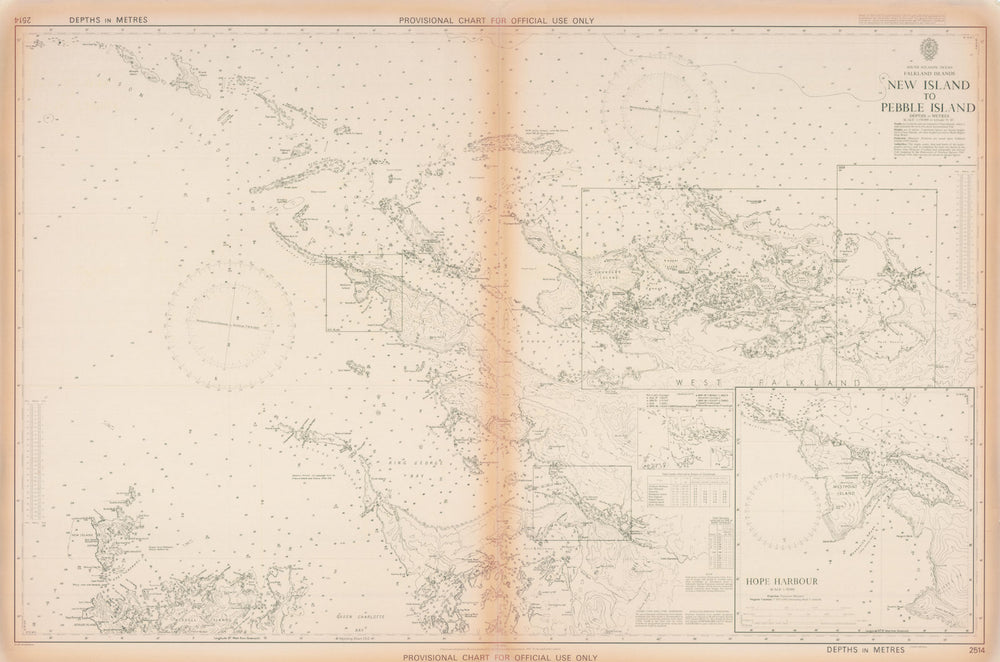 Falkland Islands New Island-Pebble Island Admiralty chart HMS Glamorgan 1982 map