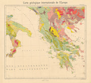 Geological map South Italy, Greece, Albania, North Macedonia. BEYSCHLAG 1898