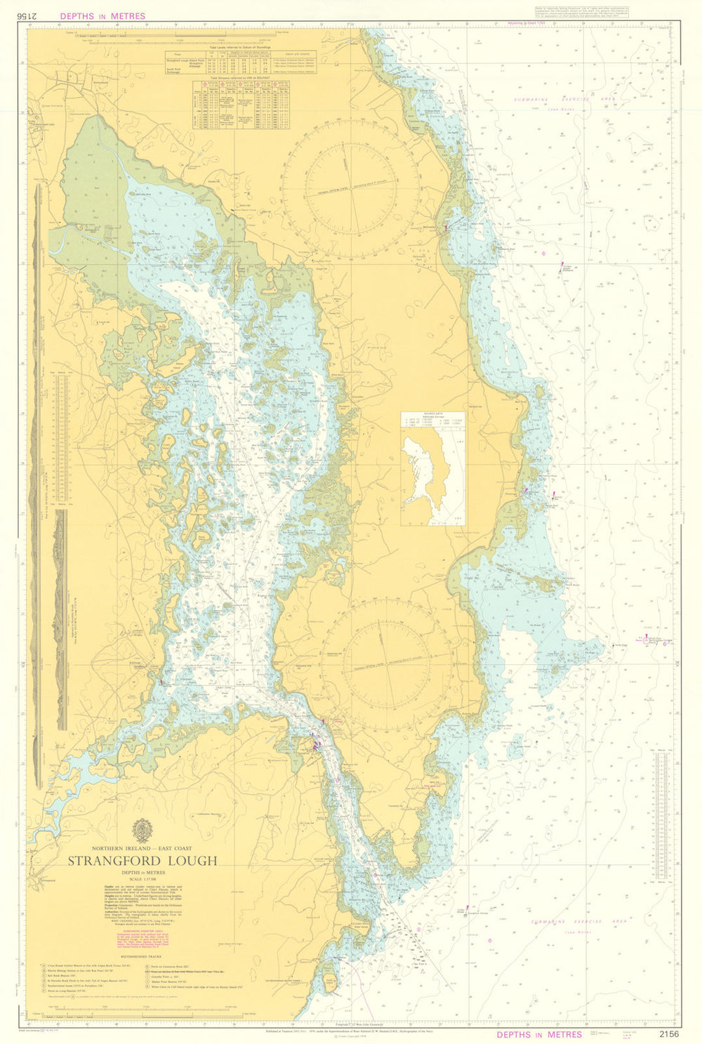 Northern Ireland - Strangford Lough. Admiralty sea chart #2156. 1976 (1978) map