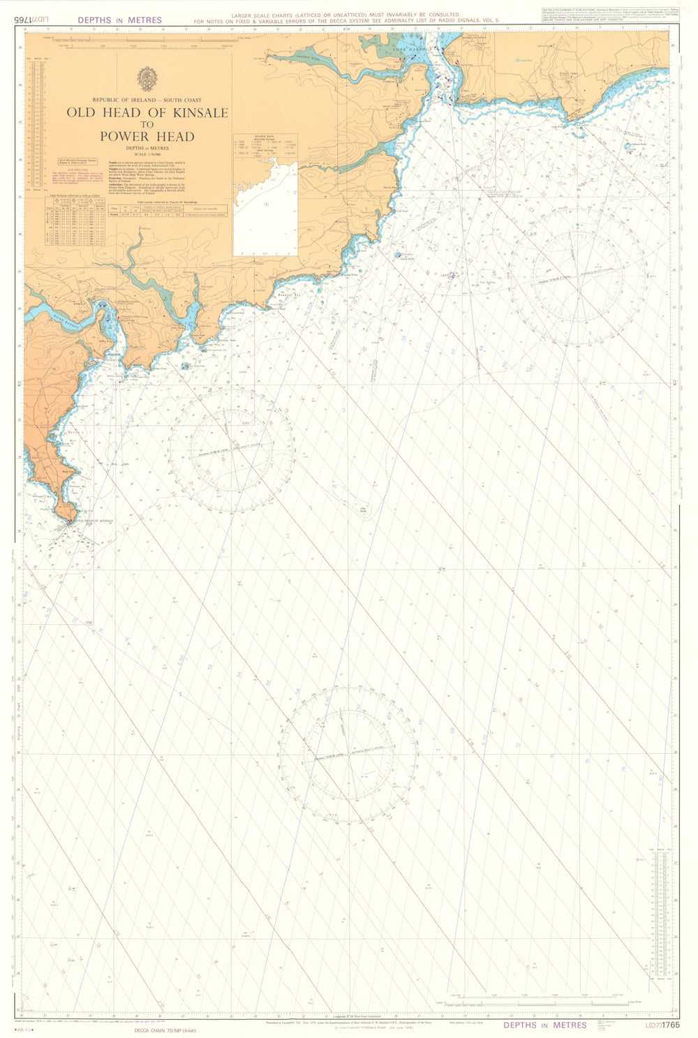 Ireland. Old Head of Kinsale-Power Head. Admiralty chart #1765. 1978 (1990) map