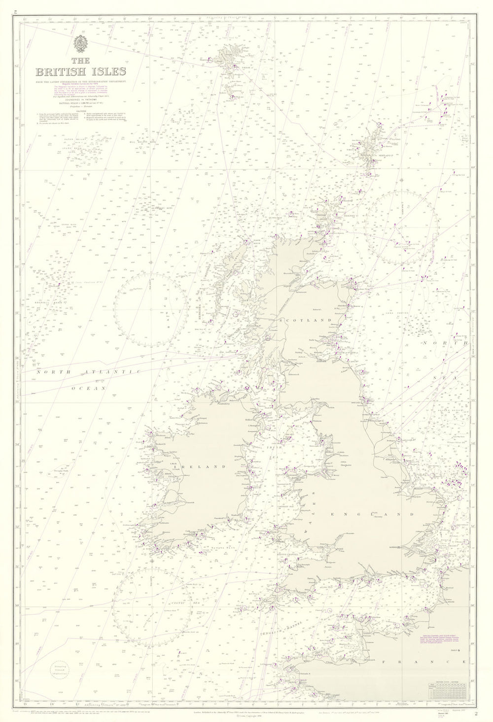The British Isles. Admiralty sea chart #2. 1913 (1981) old vintage map