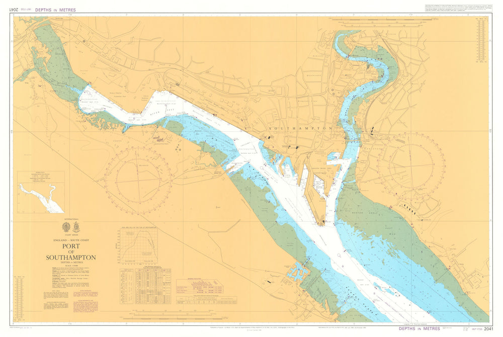England. Port of Southampton. Admiralty chart #2041. 1974 (1991) old map