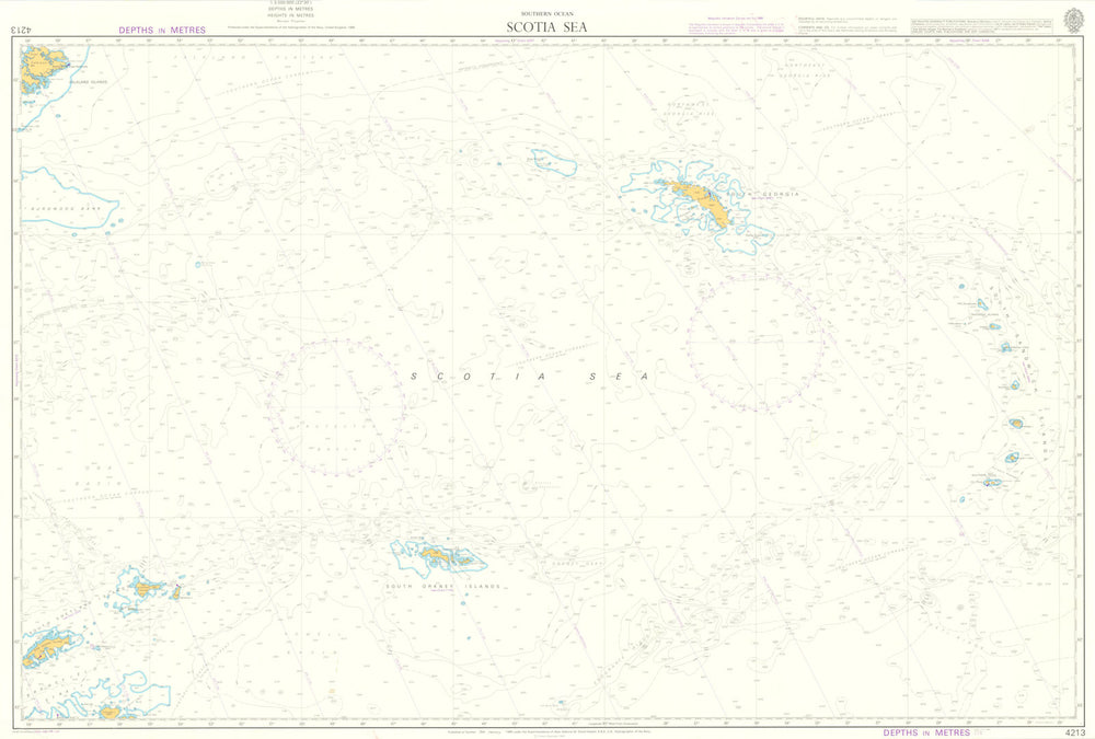 South Atlantic - Scotia Sea. Admiralty sea chart #4213. 1985 old vintage map