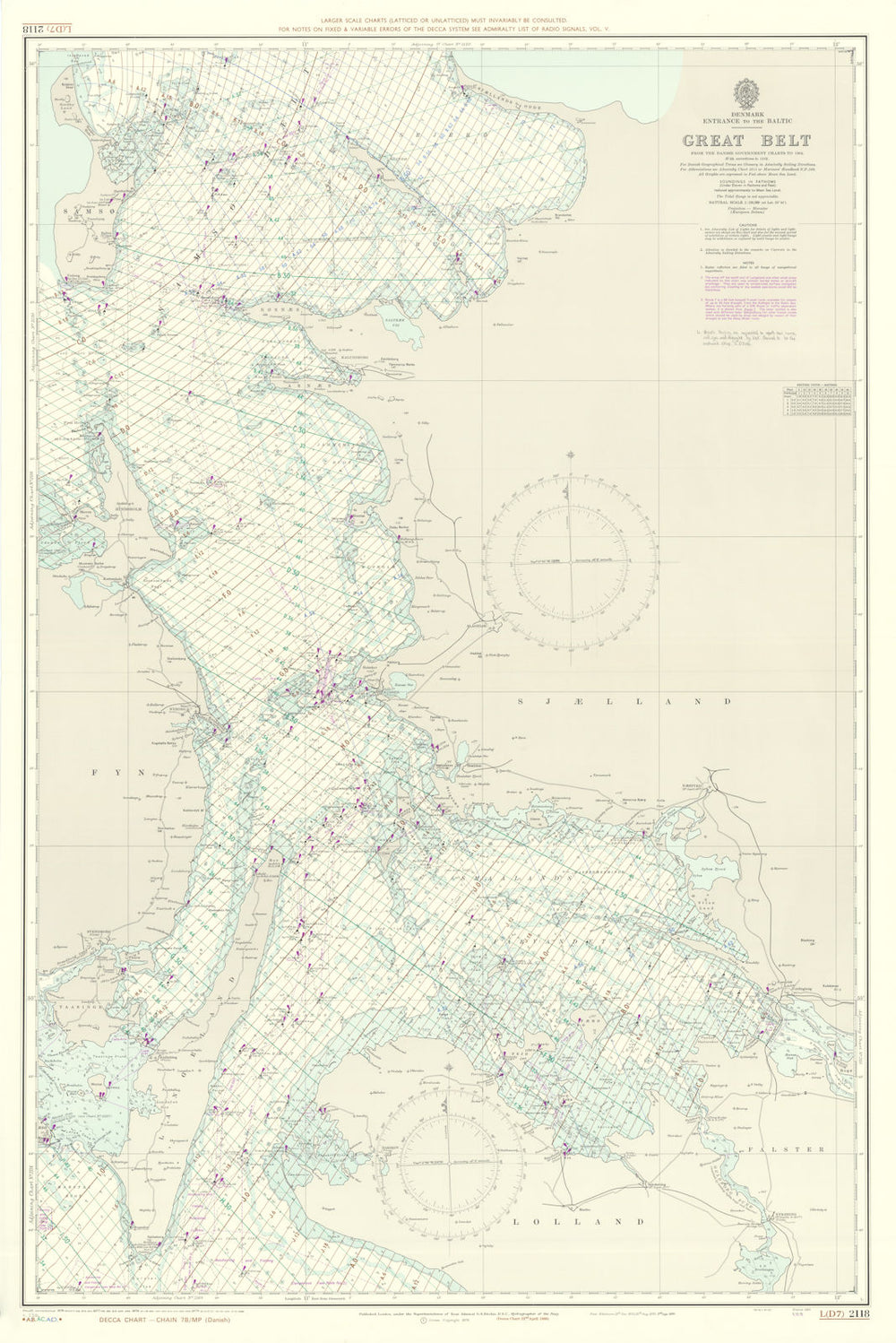 Denmark. Entrance-the Baltic. Great Belt. Admiralty chart #2118. 1966 (1979) map