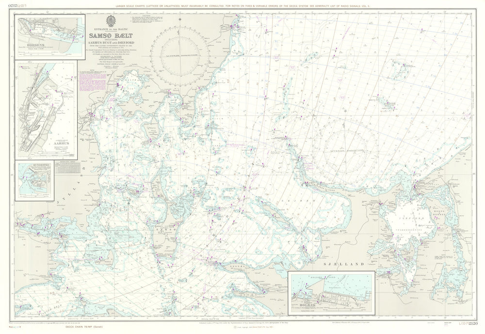 Samso Baelt. Aarhus Bugt. Isefjord. Admiralty chart #2120. 1965 (1979) old map