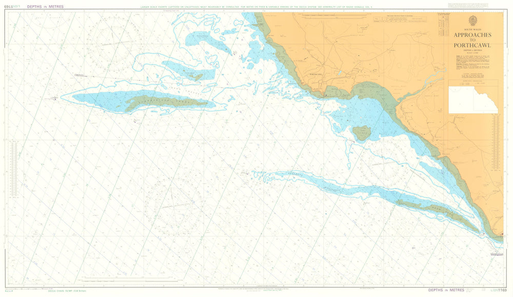 South Wales. Approaches to Porthcawl. Admiralty sea chart #1169. 1976 (1990) map