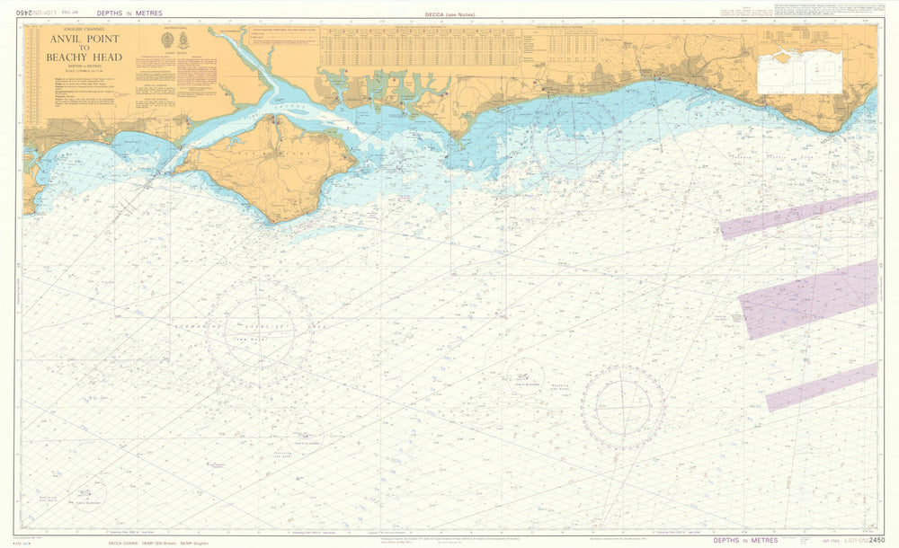 Hampshire Sussex. Anvil Pt. Beachy Head. Admiralty chart #2450. 1977 (1991) map