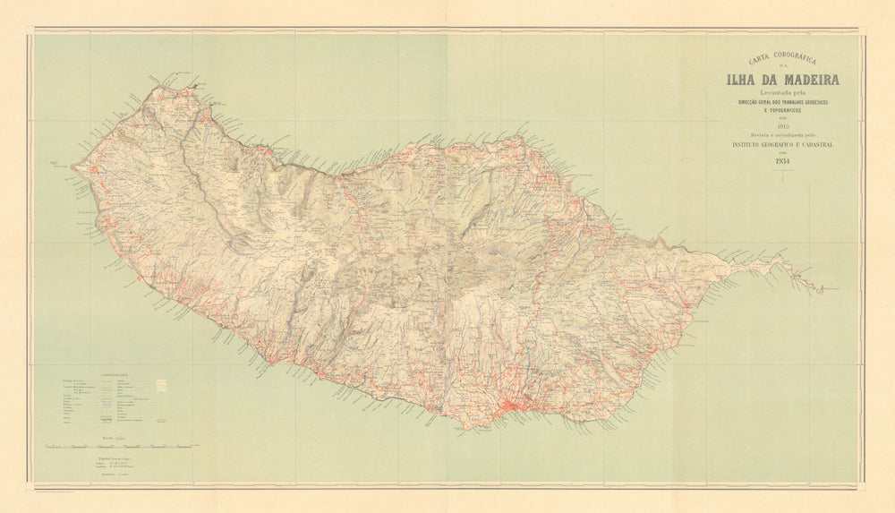 Carta Corográfica da Ilha da Madeira. Instituto Geográfico e Cadastral 1934 map