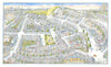 The Bird's-eye view map of Primrose Hill by Malcolm Fowler. 76x125cm 2005