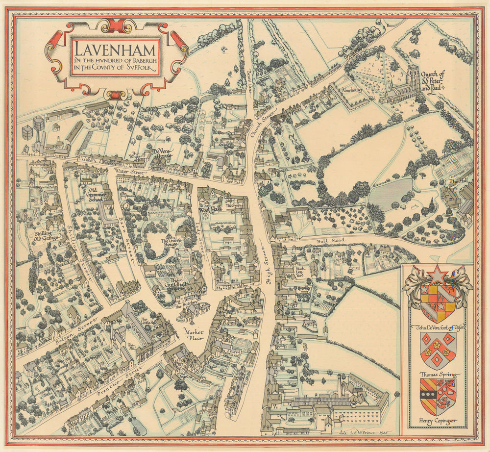 Lavenham in the Hundred of Babergh… County of Suffolk by Louis Prince 1935 map