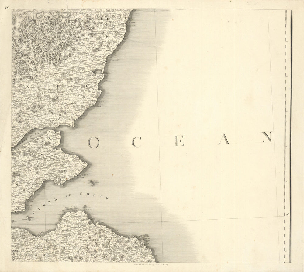 #9 Firths of Forth & Tay. East Scotland Coast. Fife Angus-shire. Stockdale 1806 map