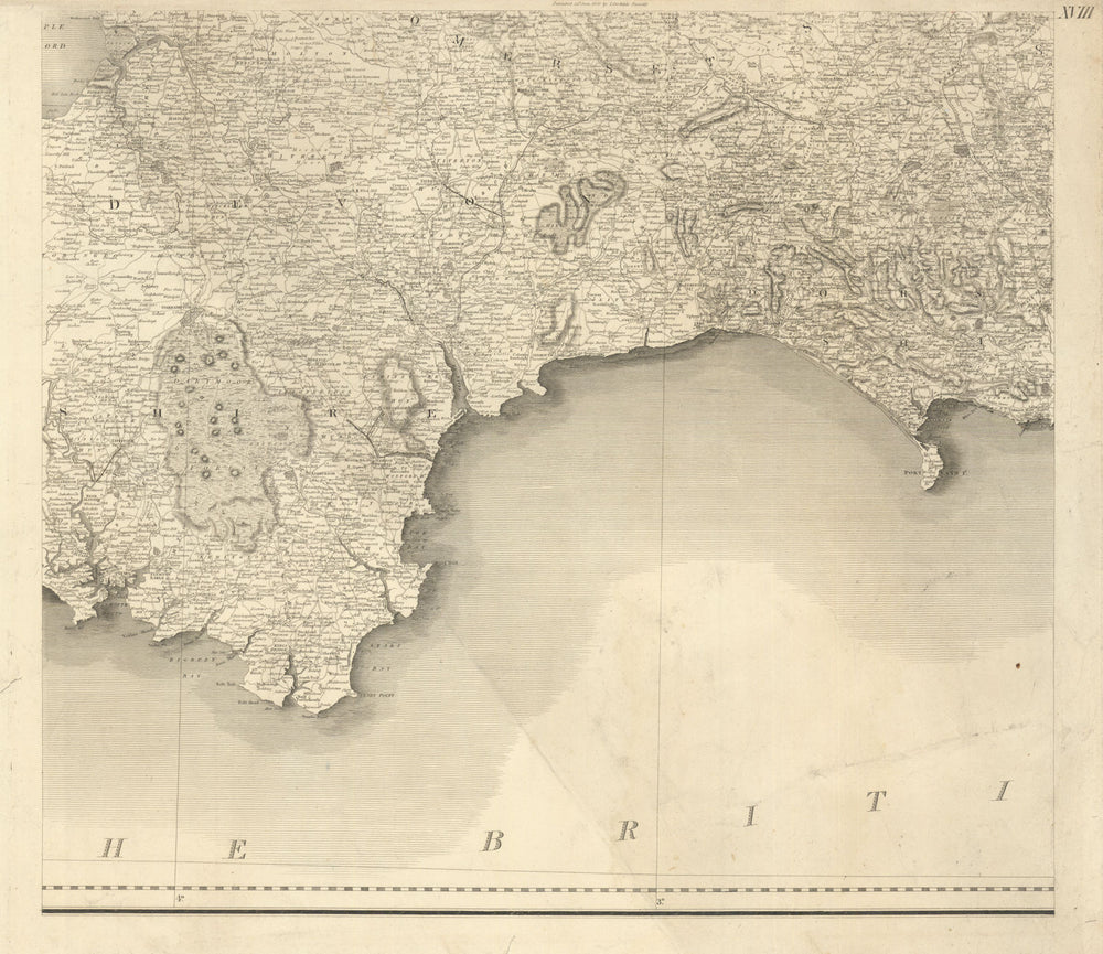 #18 Lyme Bay, Dorset & Devon south coast. Dartmoor Somerset. Stockdale 1809 map