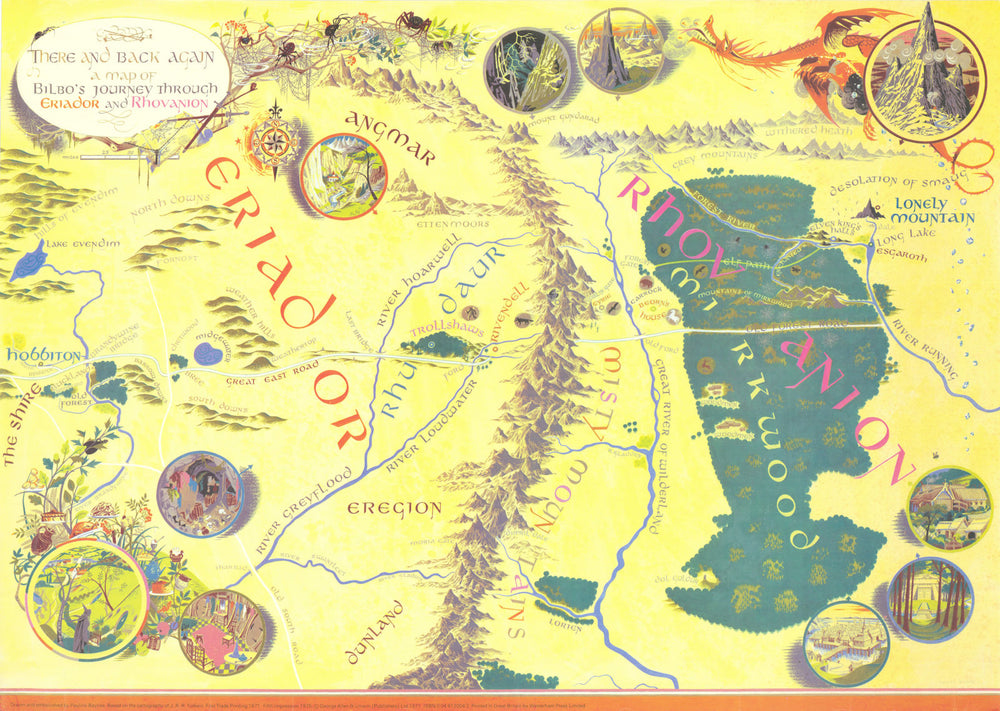 There & Back Again: A Map of Bilbo's Journey… Baynes/Tolkien 71x50cm 1976 (1971)