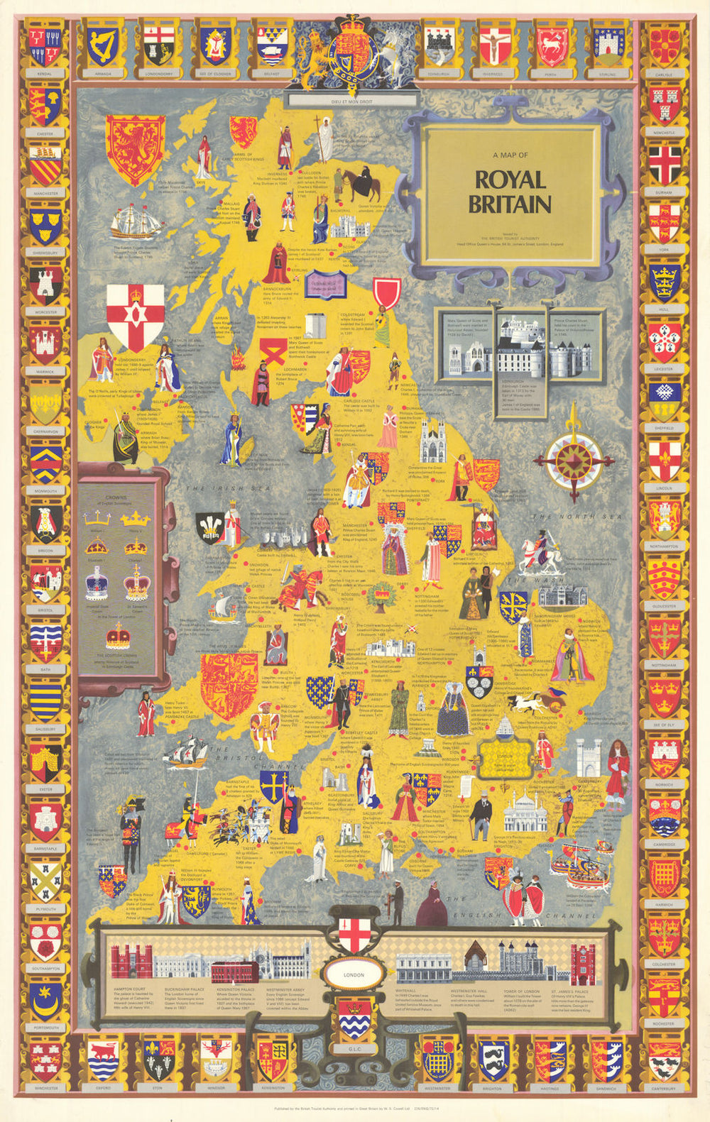 A Map of Royal Britain. Kempster & Evans/British Tourist Authority poster 1972