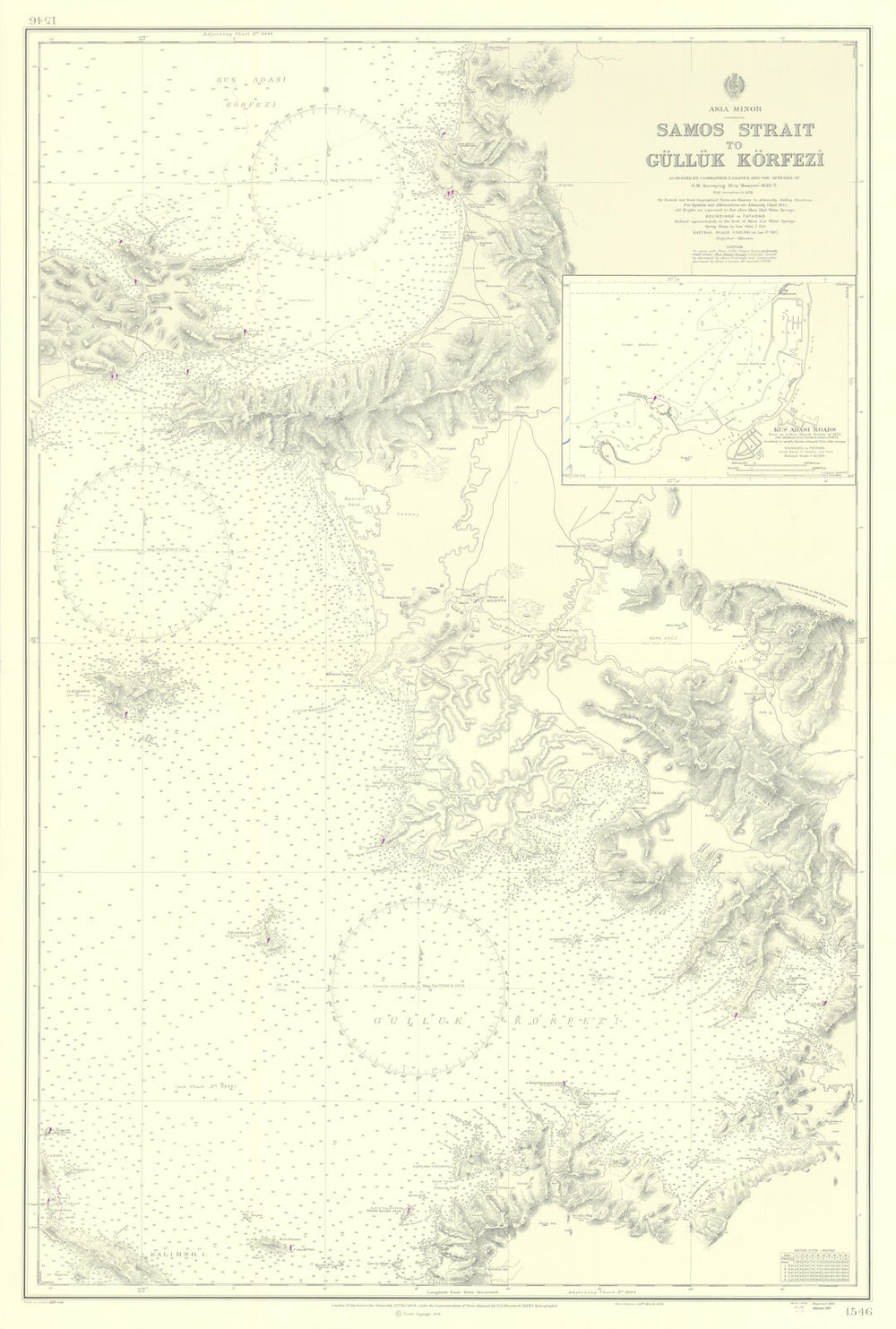Aydin/Mugla—Samos Strait to Gulf of Güllük—1546 Admiralty chart 1898 (1975) map