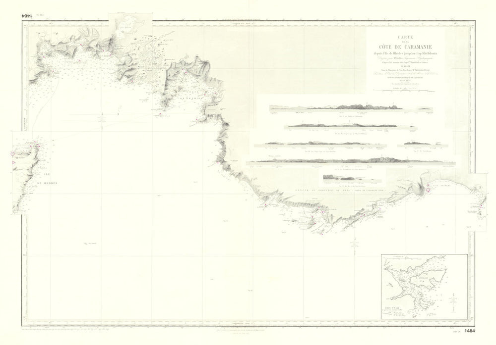Côte de Caramanie—Turquoise Coast—Turkish Riviera—nautical chart 1855 (1979) map