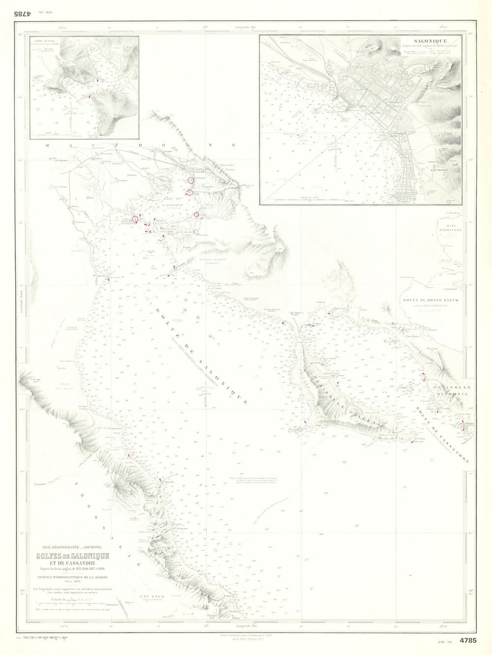 Golfes de Salonique & Cassandre—Thermaic Gulf—nautical chart 1893 (1983) map