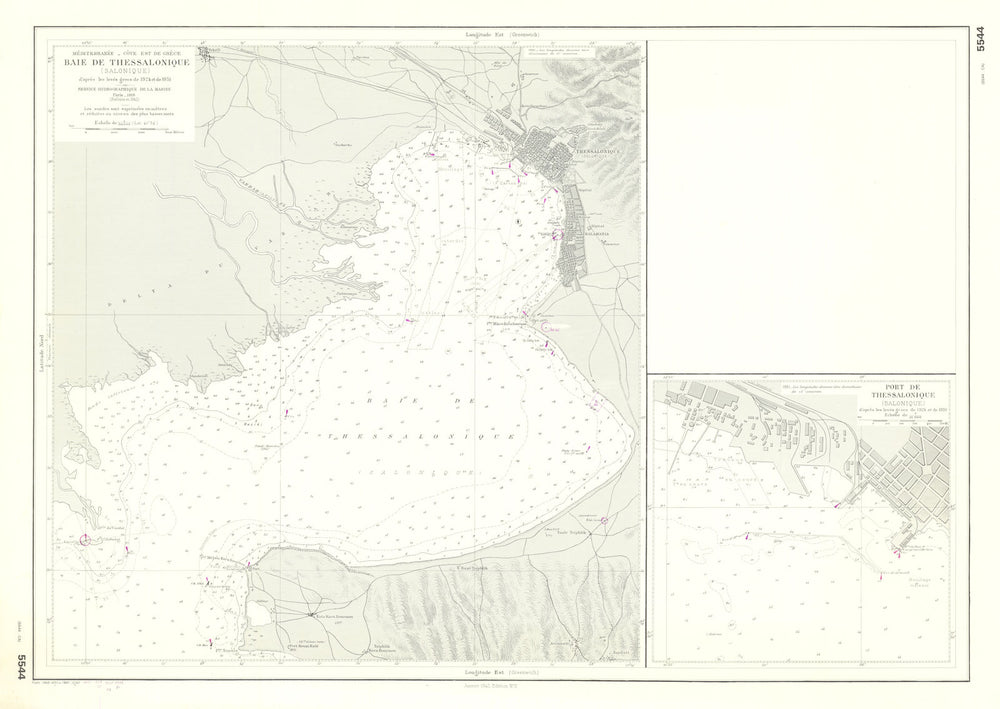 Thessalonique—Greece—Thessaloniki bay & port—SHOM nautical chart 1916 (1983) map
