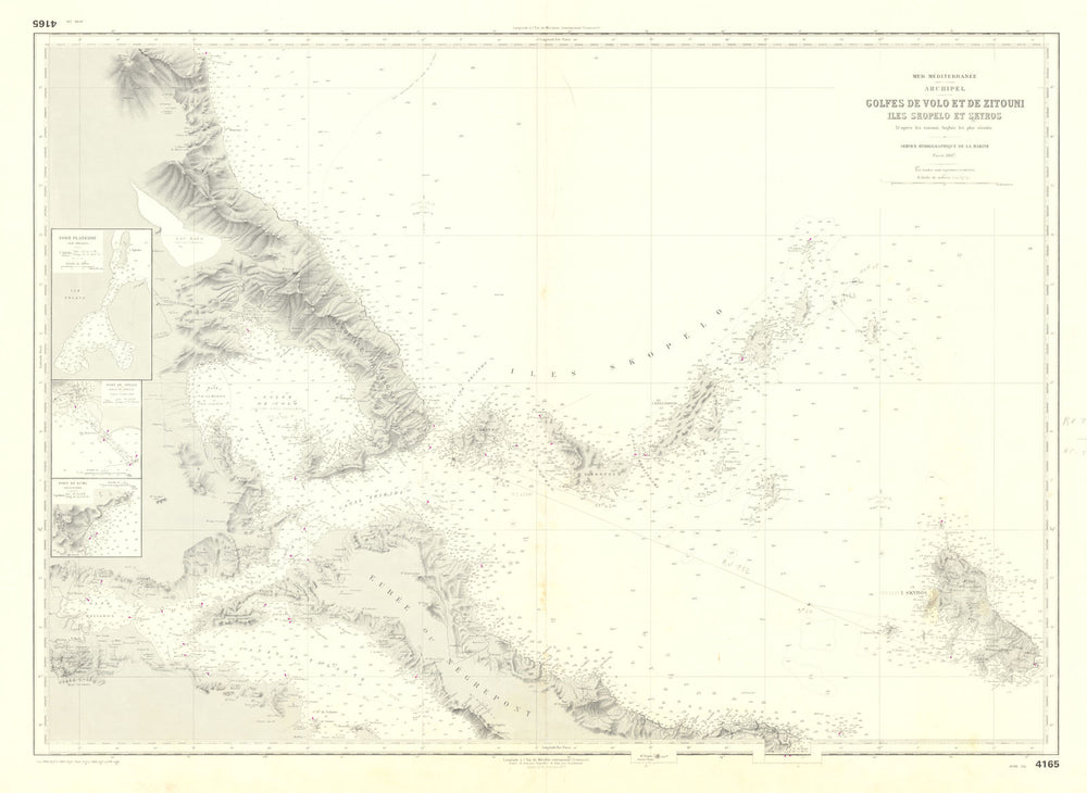 Greece east coast & Sporades—Skopelos Skyros—SHOM nautical chart 1887 (1974) map