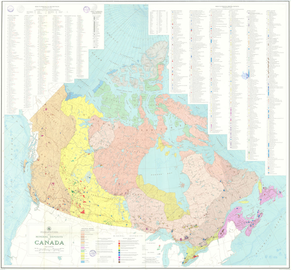 Mineral deposits of Canada—1252A—Geological Survey—Whitmore/Johnston 1969 map